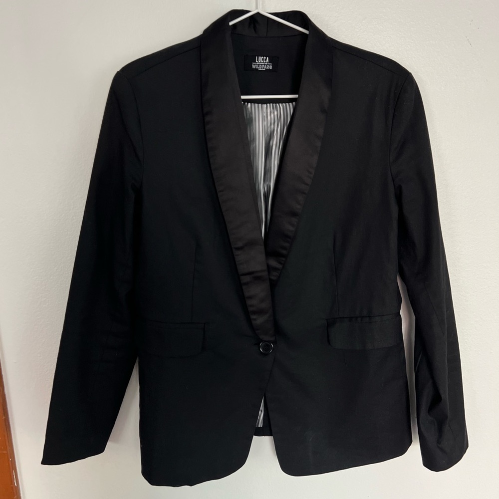 Wildfang x Lucca Women’s Blazer w/ Satin Lapels in Black — size XS fits like a S